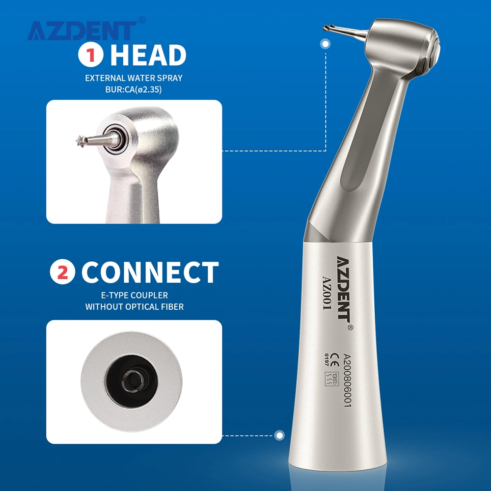 Azdent Dental Low Speed 1: 1 Handpiece Kit Contra Angle Straight Handpiece with 4 Holes Air Motor