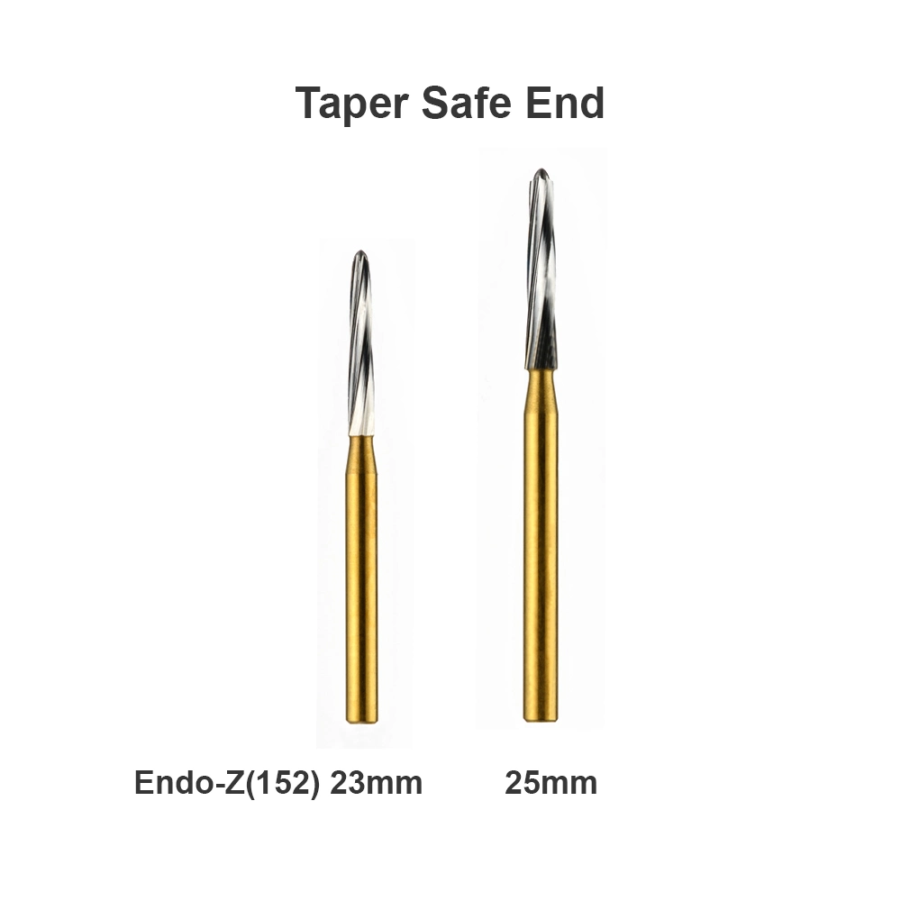 High Speed Dental Cutting Tool FG Shank Safe End Endodontic Titanium Carbide Bur Endo-Z 152 23mm Gold