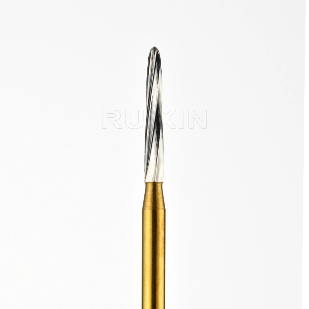 High Speed Dental Cutting Tool FG Shank Safe End Endodontic Titanium Carbide Bur Endo-Z 152 23mm Gold